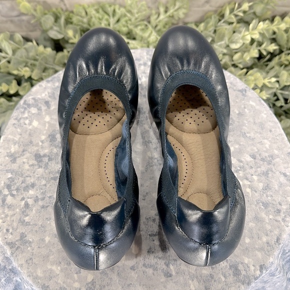 Lands End Navy Blue Round Toe Elastic Band Pull On Scrunch Flats WMS 6.5B💙VGUC - Picture 5 of 9